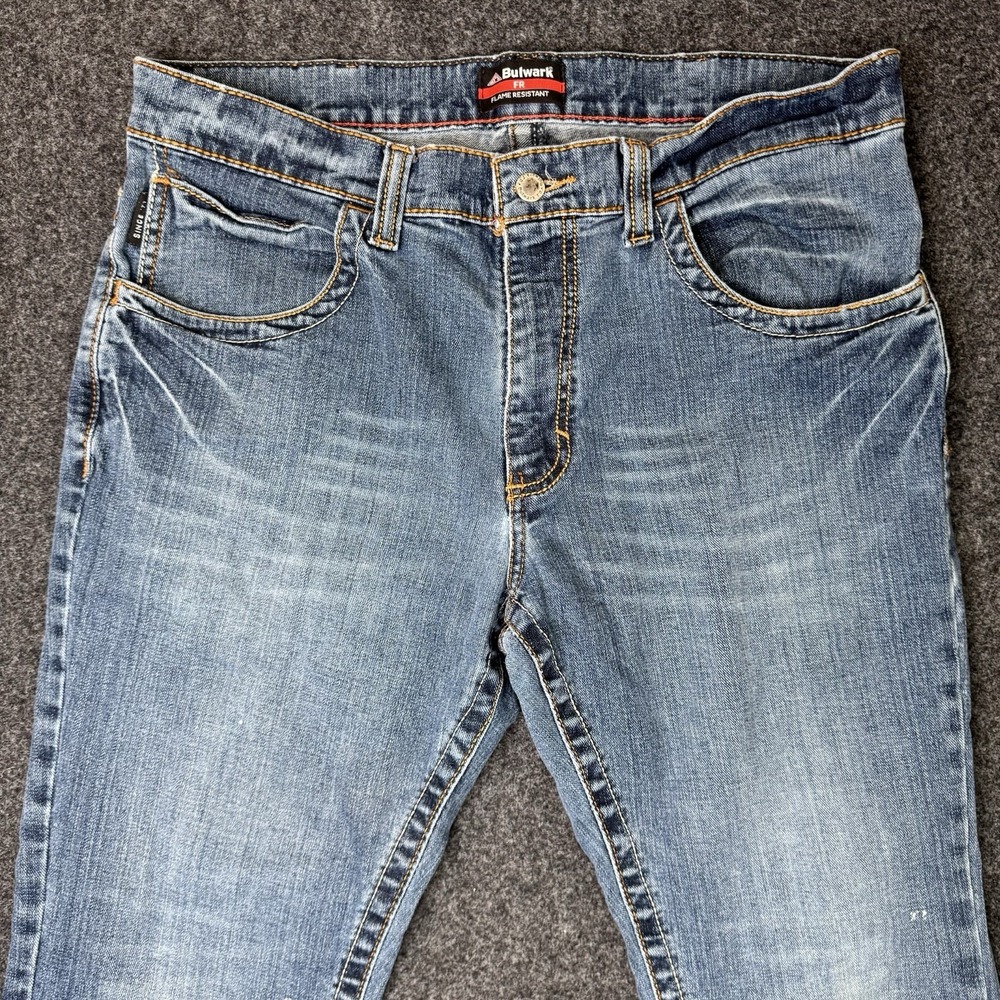 Bulwark FR Jeans Mens 35x30 (34x27) Straight Fit Stretch CAT 2 15 ATPV Blue